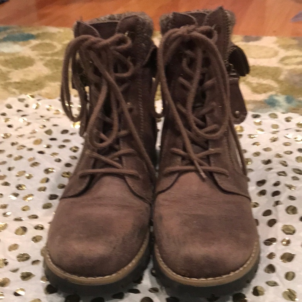 Faux suede booties
